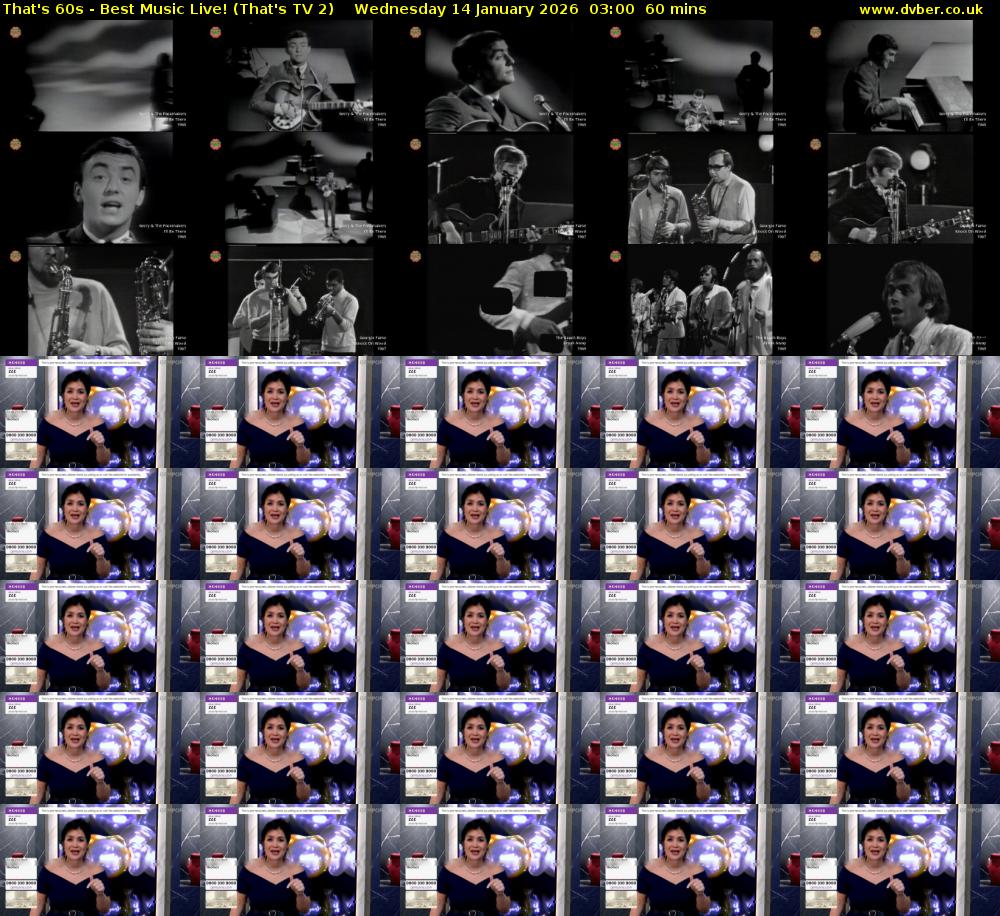 That's 60s - Best Music Live! (That's TV 2) Wednesday 14 January 2026 03:00 - 04:00