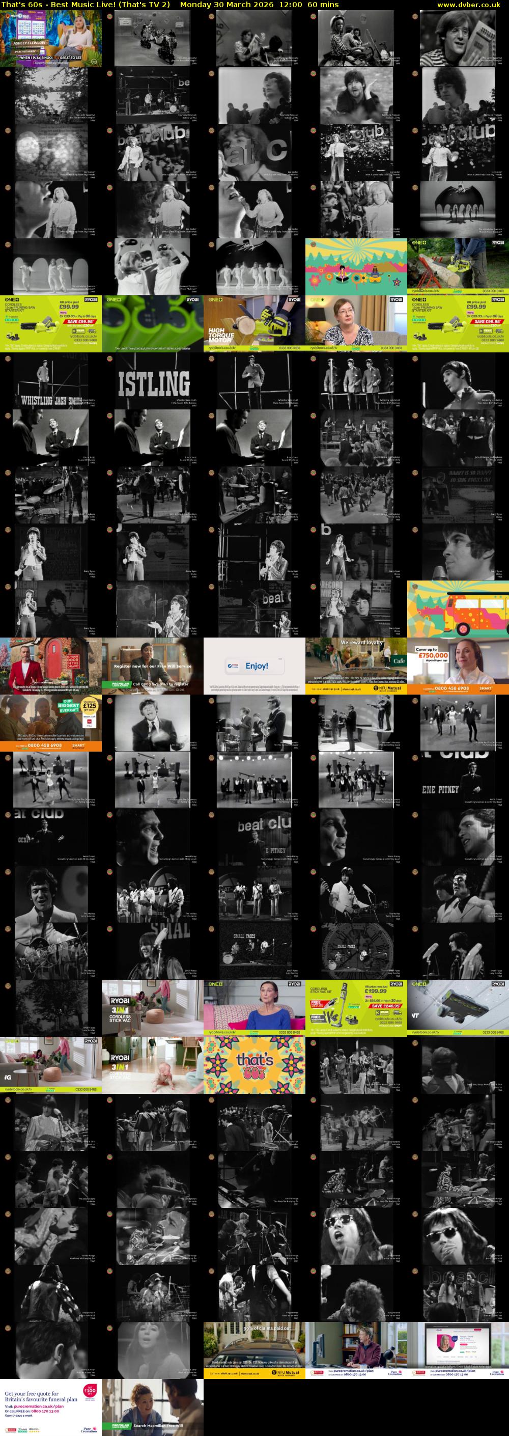 That's 60s - Best Music Live! (That's TV 2) Monday 30 March 2026 12:00 - 13:00
