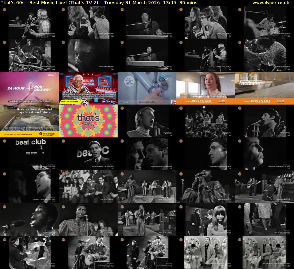 That's 60s - Best Music Live! (That's TV 2) Tuesday 31 March 2026 13:45 - 14:20