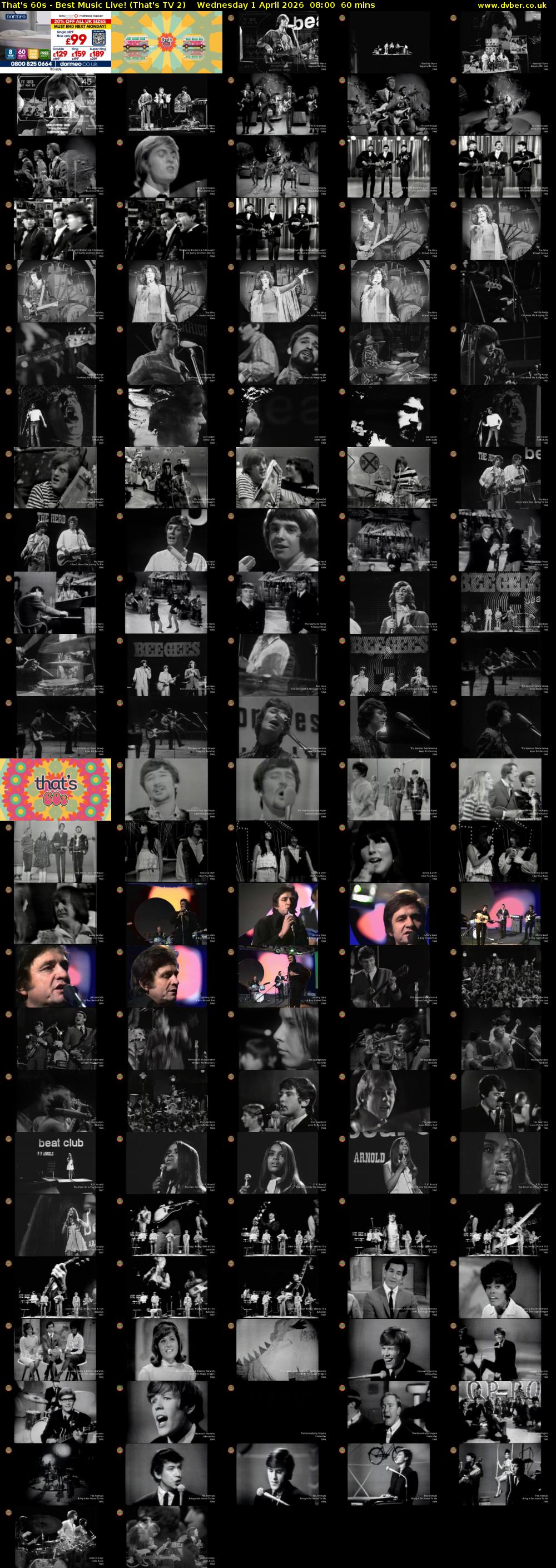 That's 60s - Best Music Live! (That's TV 2) Wednesday 1 April 2026 08:00 - 09:00
