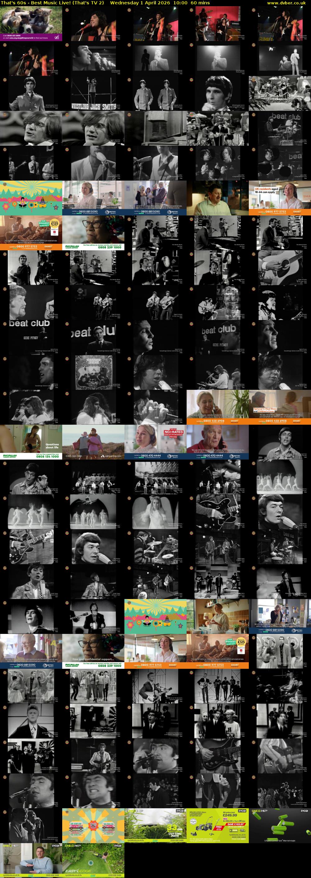 That's 60s - Best Music Live! (That's TV 2) Wednesday 1 April 2026 10:00 - 11:00