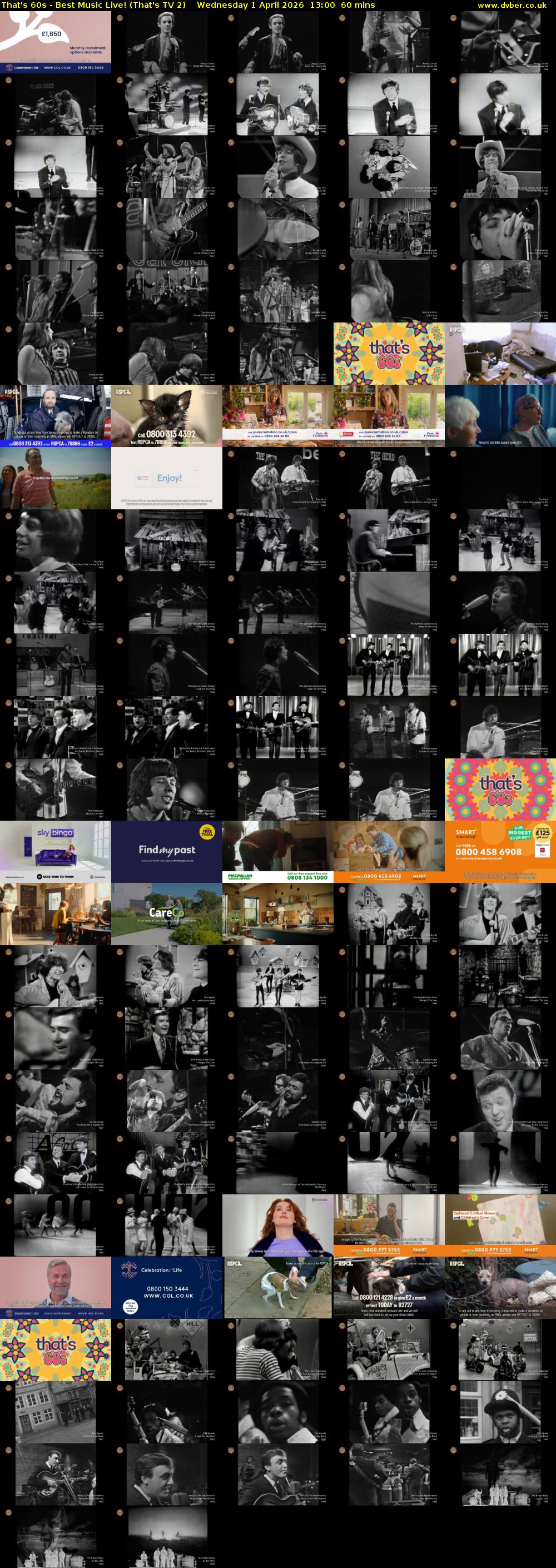 That's 60s - Best Music Live! (That's TV 2) Wednesday 1 April 2026 13:00 - 14:00