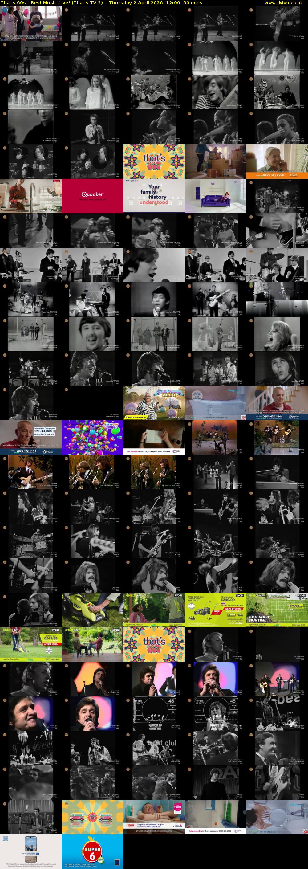 That's 60s - Best Music Live! (That's TV 2) Thursday 2 April 2026 12:00 - 13:00