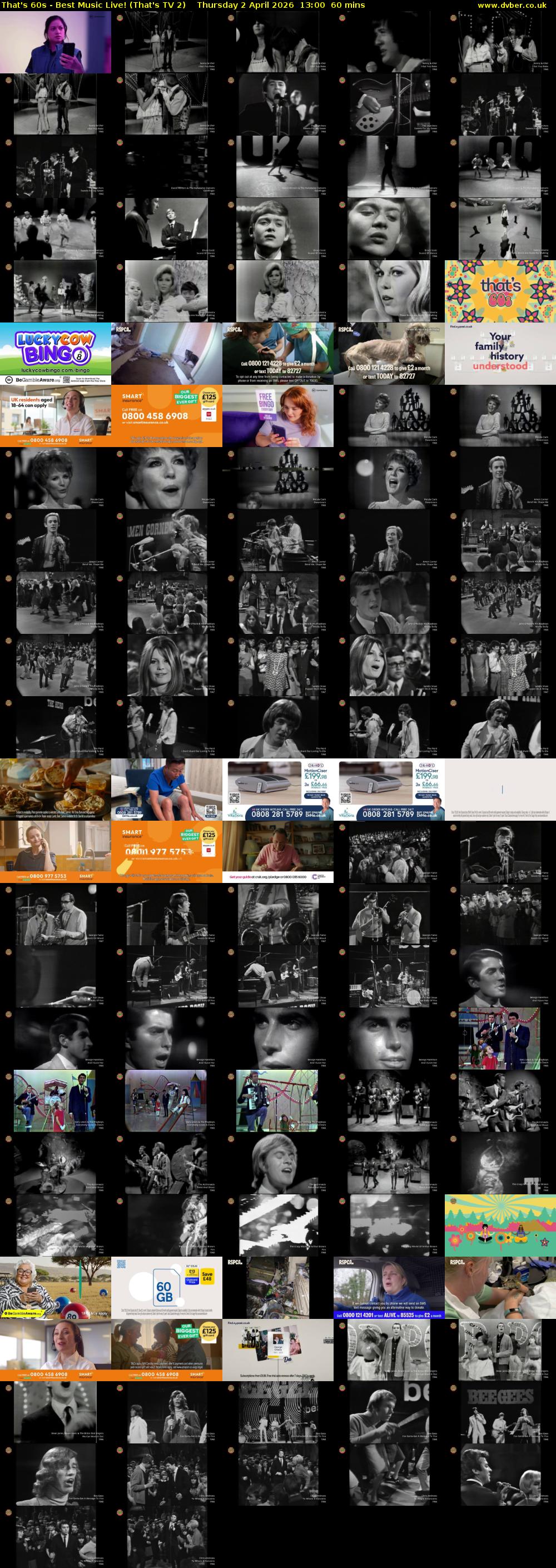 That's 60s - Best Music Live! (That's TV 2) Thursday 2 April 2026 13:00 - 14:00