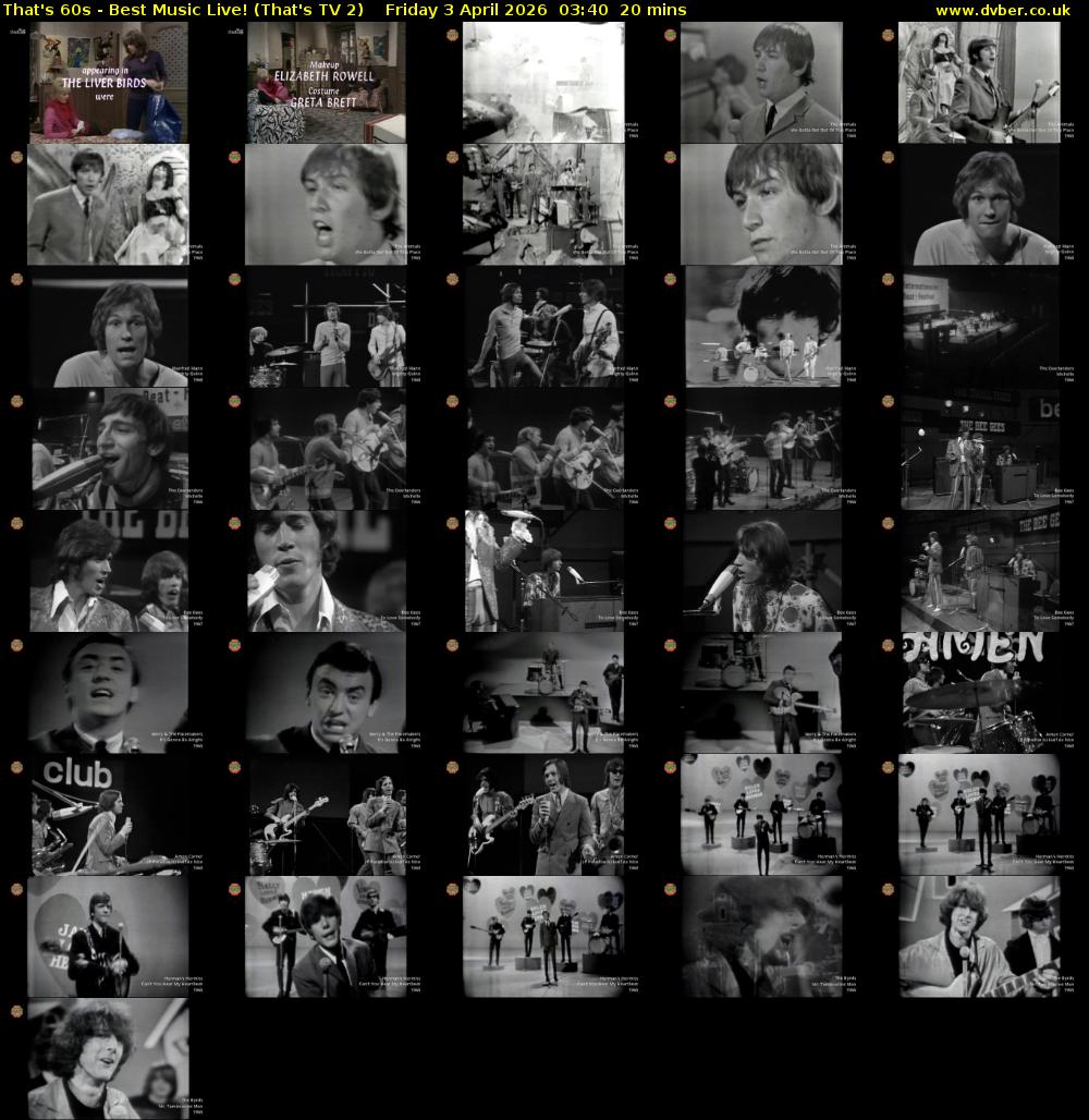 That's 60s - Best Music Live! (That's TV 2) Friday 3 April 2026 03:40 - 04:00