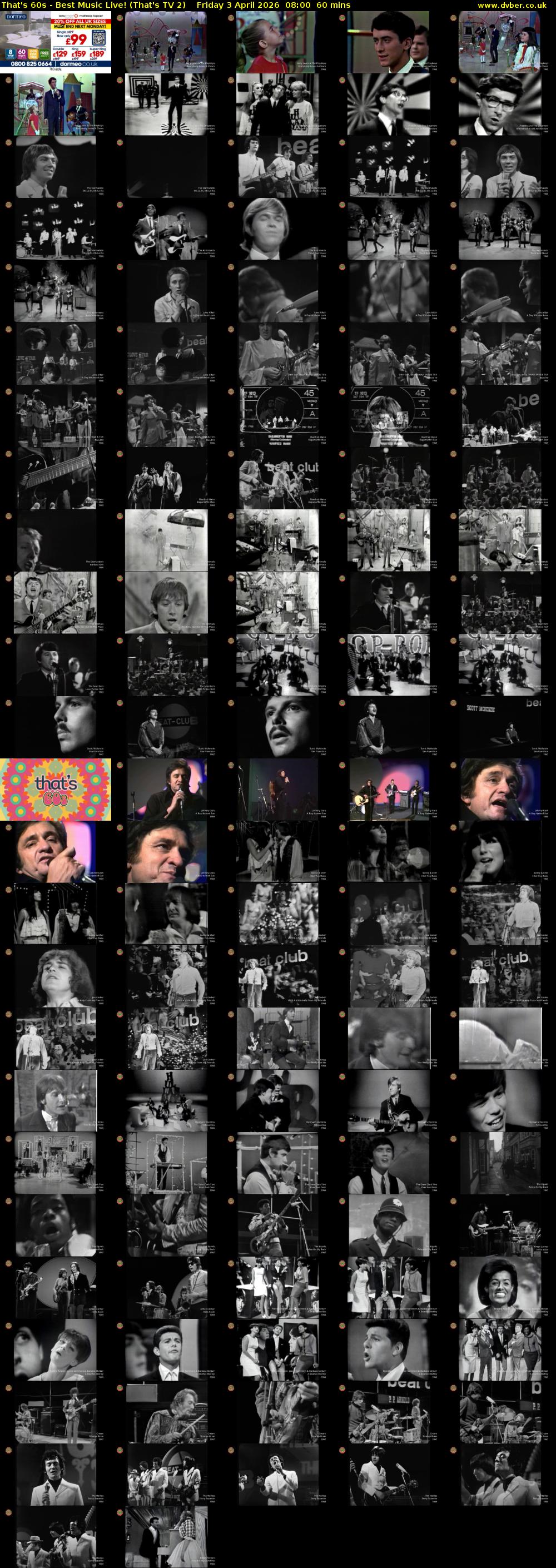 That's 60s - Best Music Live! (That's TV 2) Friday 3 April 2026 08:00 - 09:00