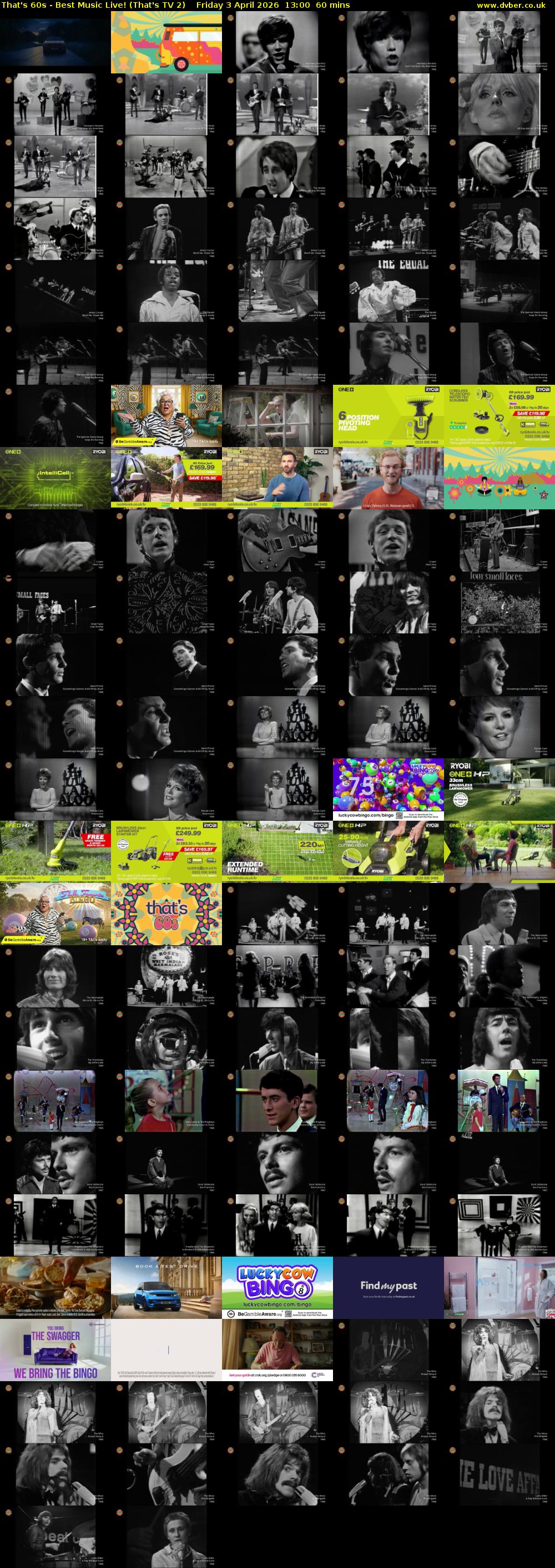 That's 60s - Best Music Live! (That's TV 2) Friday 3 April 2026 13:00 - 14:00