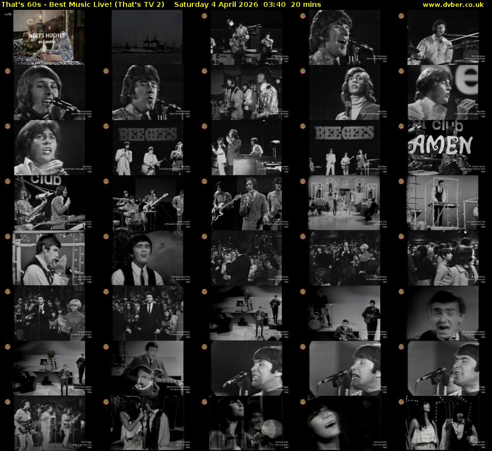 That's 60s - Best Music Live! (That's TV 2) Saturday 4 April 2026 03:40 - 04:00