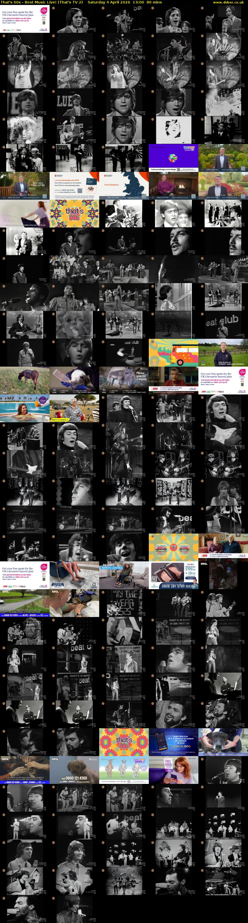 That's 60s - Best Music Live! (That's TV 2) Saturday 4 April 2026 13:00 - 14:20