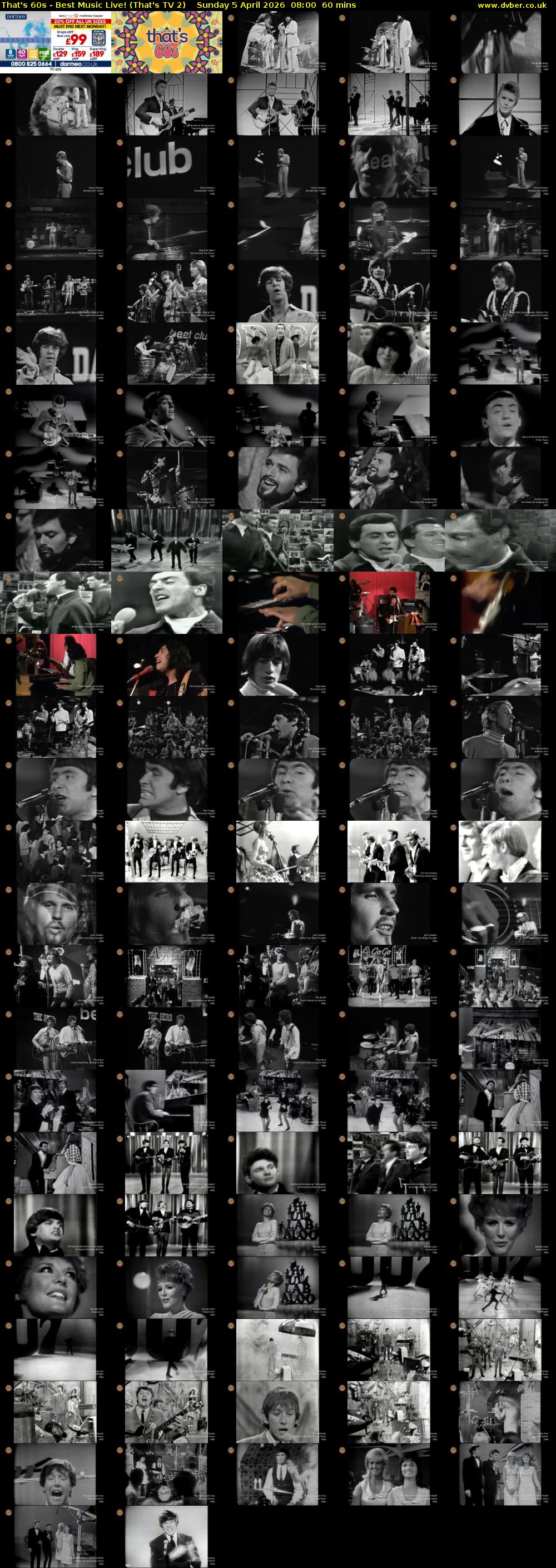 That's 60s - Best Music Live! (That's TV 2) Sunday 5 April 2026 08:00 - 09:00