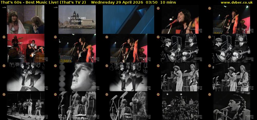 That's 60s - Best Music Live! (That's TV 2) Wednesday 29 April 2026 03:50 - 04:00