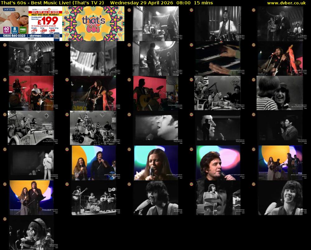 That's 60s - Best Music Live! (That's TV 2) Wednesday 29 April 2026 08:00 - 08:15