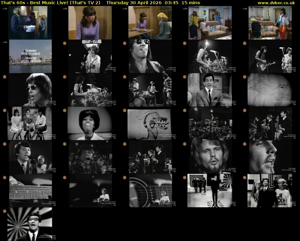 That's 60s - Best Music Live! (That's TV 2) Thursday 30 April 2026 03:45 - 04:00