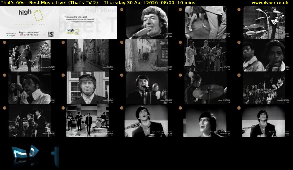 That's 60s - Best Music Live! (That's TV 2) Thursday 30 April 2026 08:00 - 08:10