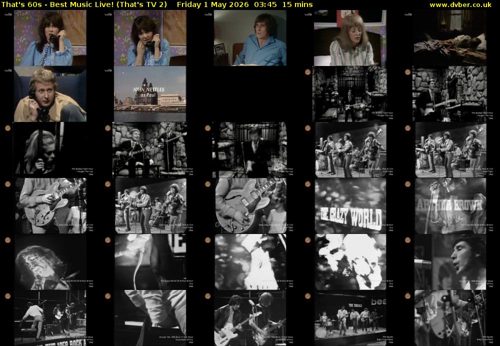 That's 60s - Best Music Live! (That's TV 2) Friday 1 May 2026 03:45 - 04:00