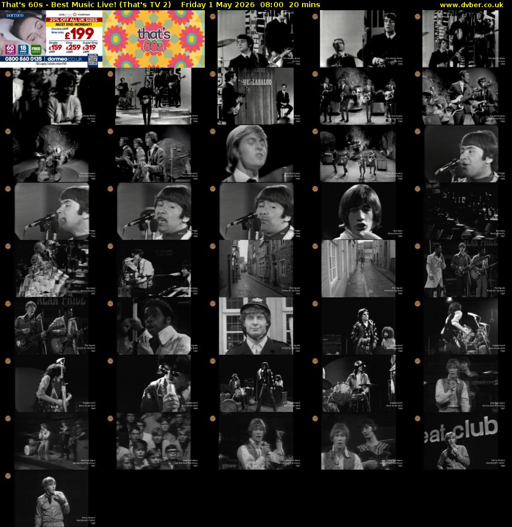 That's 60s - Best Music Live! (That's TV 2) Friday 1 May 2026 08:00 - 08:20