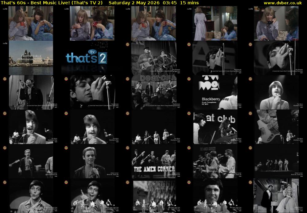 That's 60s - Best Music Live! (That's TV 2) Saturday 2 May 2026 03:45 - 04:00