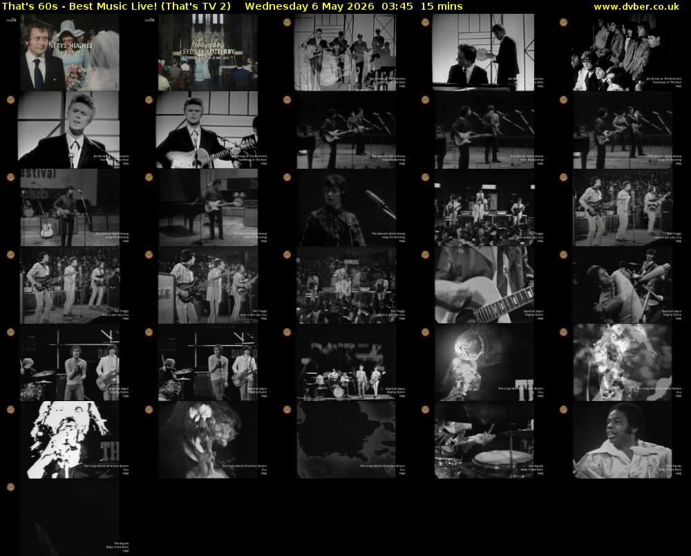 That's 60s - Best Music Live! (That's TV 2) Wednesday 6 May 2026 03:45 - 04:00