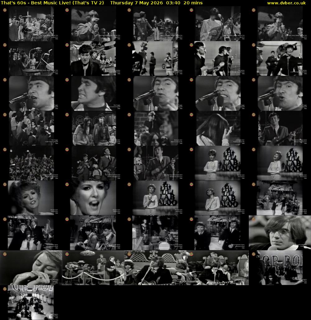 That's 60s - Best Music Live! (That's TV 2) Thursday 7 May 2026 03:40 - 04:00