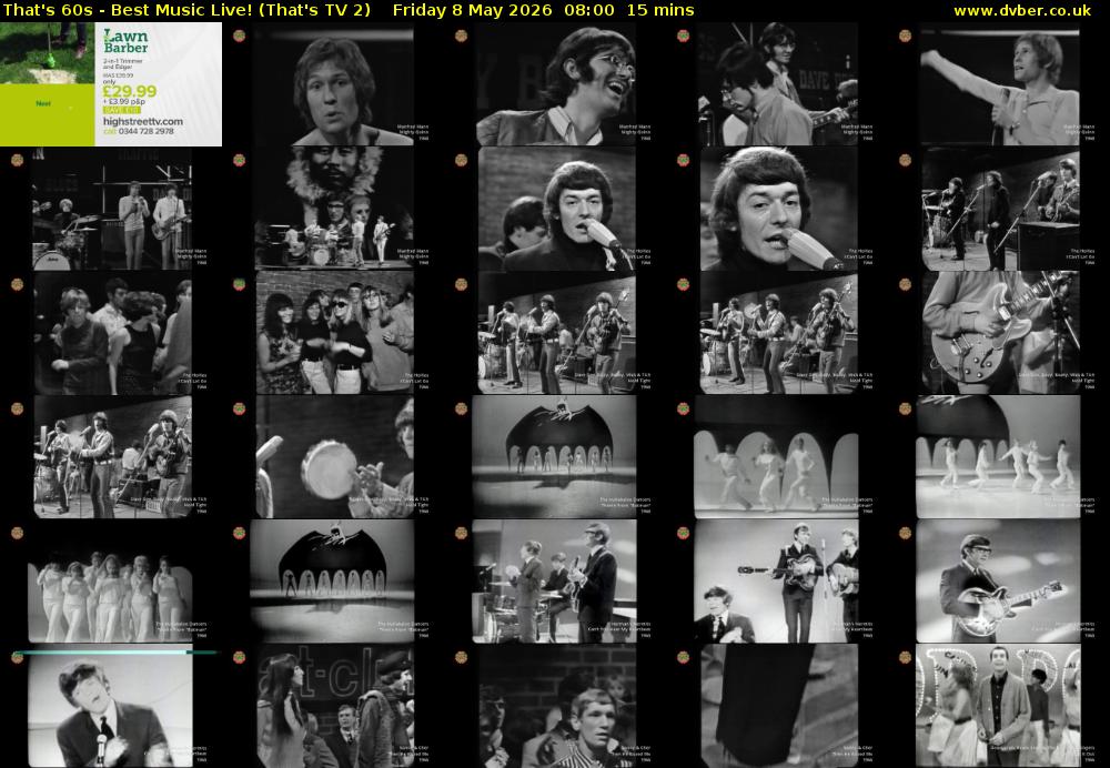 That's 60s - Best Music Live! (That's TV 2) Friday 8 May 2026 08:00 - 08:15