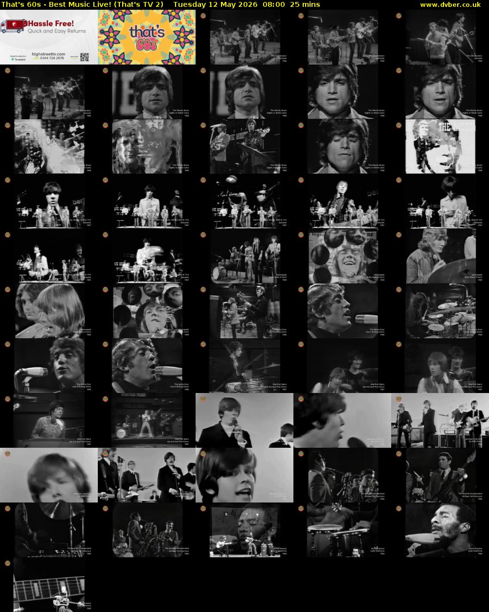 That's 60s - Best Music Live! (That's TV 2) Tuesday 12 May 2026 08:00 - 08:25