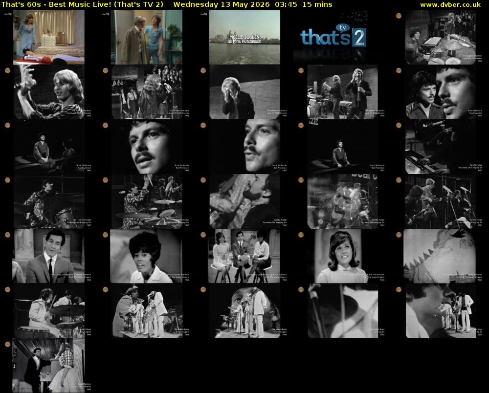 That's 60s - Best Music Live! (That's TV 2) Wednesday 13 May 2026 03:45 - 04:00