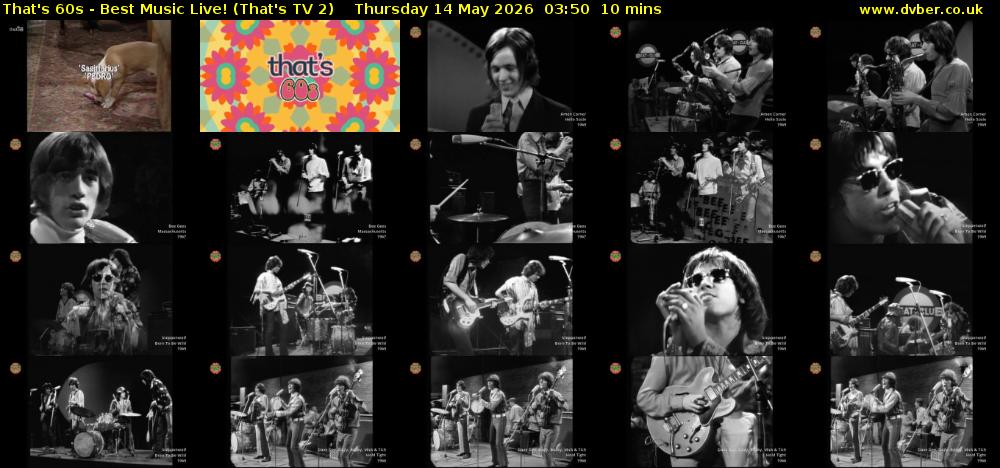 That's 60s - Best Music Live! (That's TV 2) Thursday 14 May 2026 03:50 - 04:00