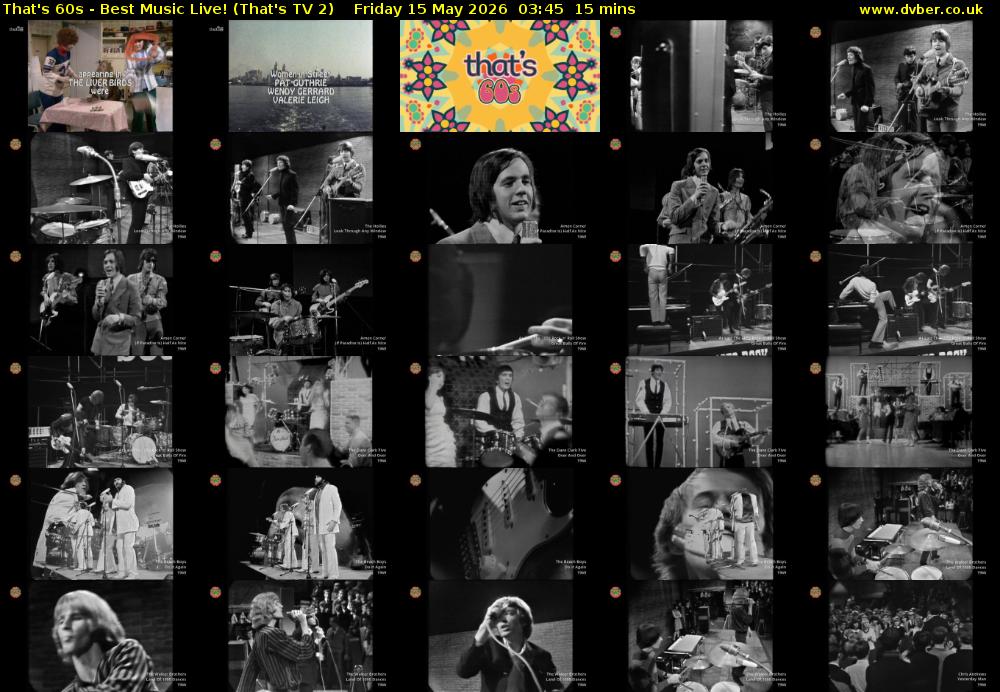 That's 60s - Best Music Live! (That's TV 2) Friday 15 May 2026 03:45 - 04:00