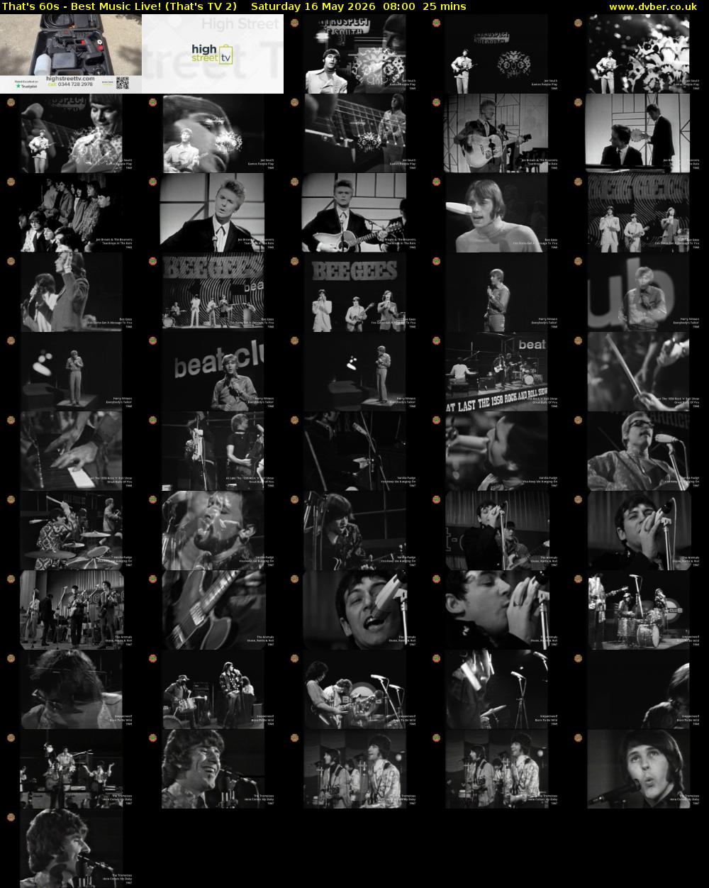 That's 60s - Best Music Live! (That's TV 2) Saturday 16 May 2026 08:00 - 08:25