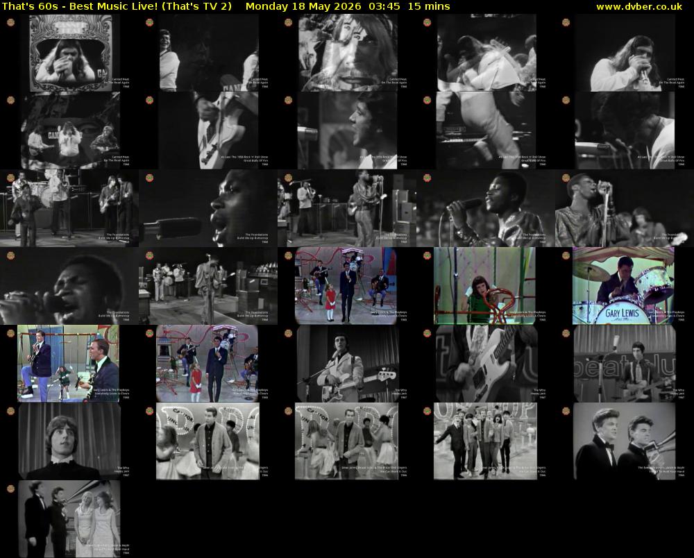 That's 60s - Best Music Live! (That's TV 2) Monday 18 May 2026 03:45 - 04:00