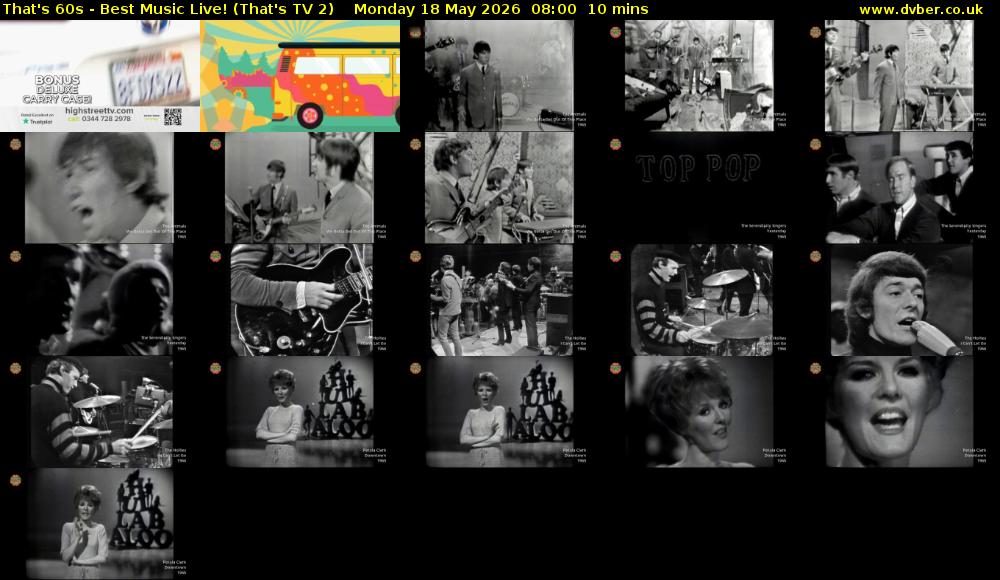That's 60s - Best Music Live! (That's TV 2) Monday 18 May 2026 08:00 - 08:10