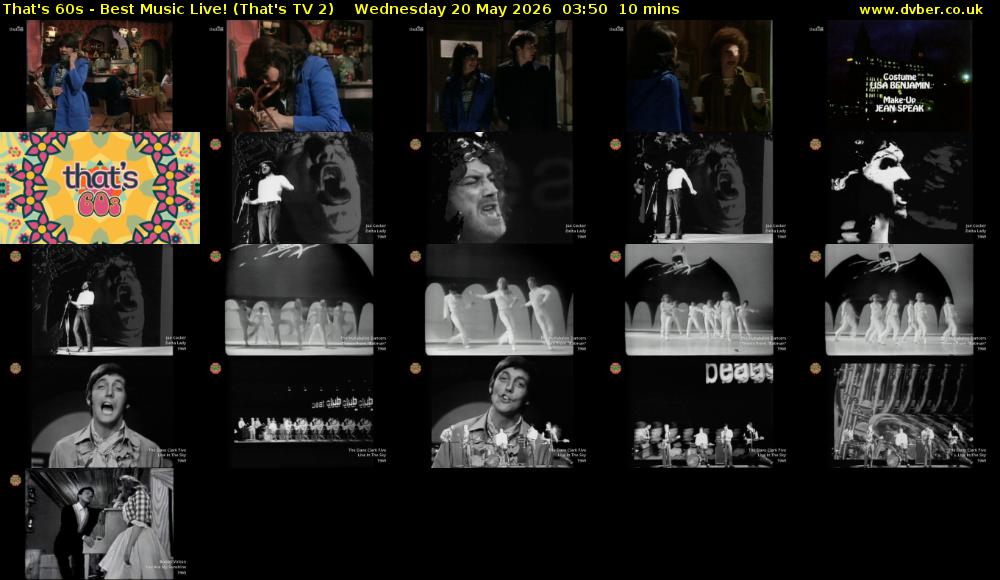 That's 60s - Best Music Live! (That's TV 2) Wednesday 20 May 2026 03:50 - 04:00
