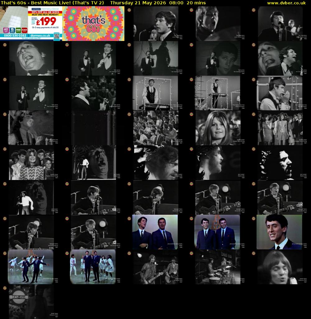 That's 60s - Best Music Live! (That's TV 2) Thursday 21 May 2026 08:00 - 08:20