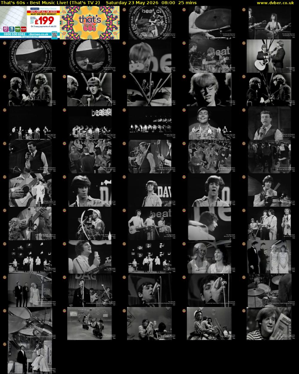 That's 60s - Best Music Live! (That's TV 2) Saturday 23 May 2026 08:00 - 08:25