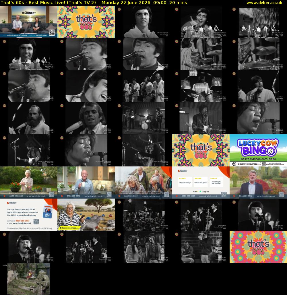 That's 60s - Best Music Live! (That's TV 2) Monday 22 June 2026 09:00 - 09:20