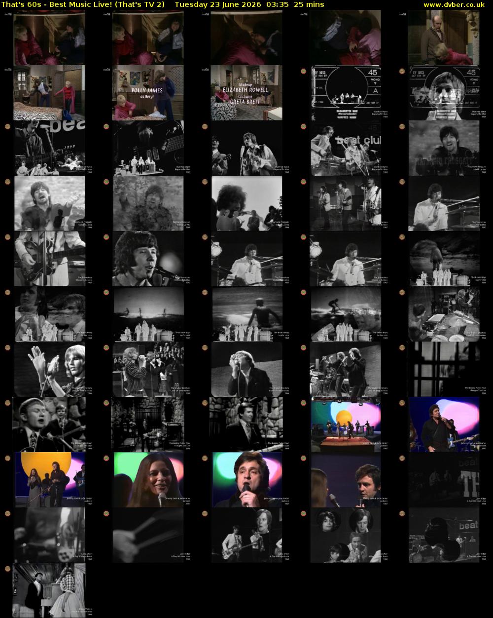 That's 60s - Best Music Live! (That's TV 2) Tuesday 23 June 2026 03:35 - 04:00