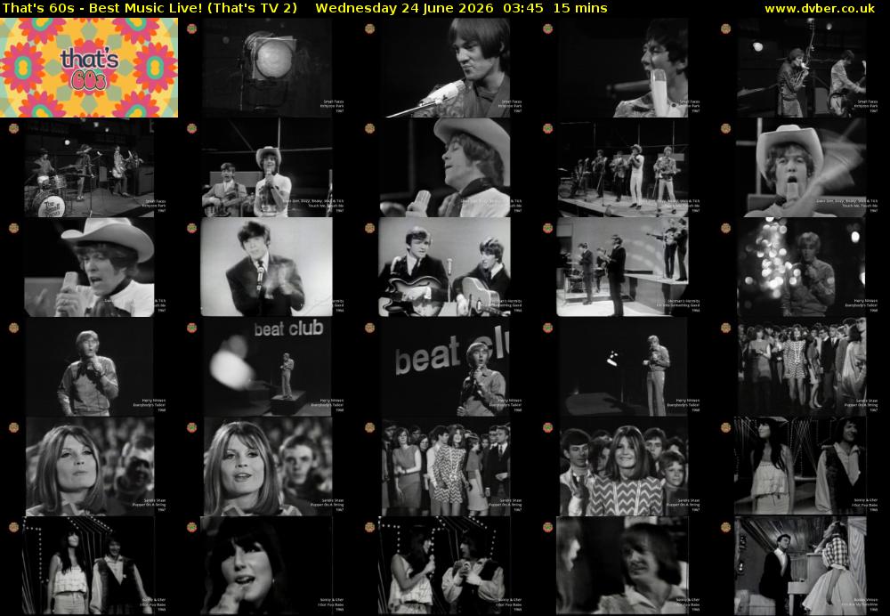That's 60s - Best Music Live! (That's TV 2) Wednesday 24 June 2026 03:45 - 04:00