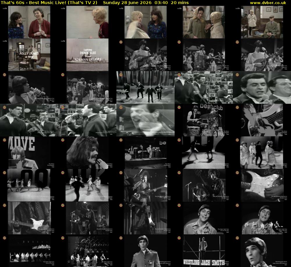 That's 60s - Best Music Live! (That's TV 2) Sunday 28 June 2026 03:40 - 04:00