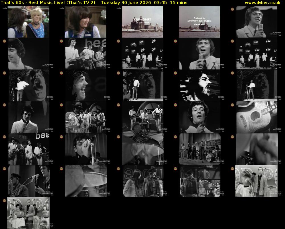 That's 60s - Best Music Live! (That's TV 2) Tuesday 30 June 2026 03:45 - 04:00