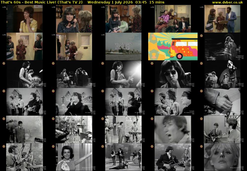 That's 60s - Best Music Live! (That's TV 2) Wednesday 1 July 2026 03:45 - 04:00