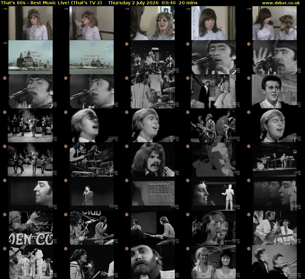 That's 60s - Best Music Live! (That's TV 2) Thursday 2 July 2026 03:40 - 04:00