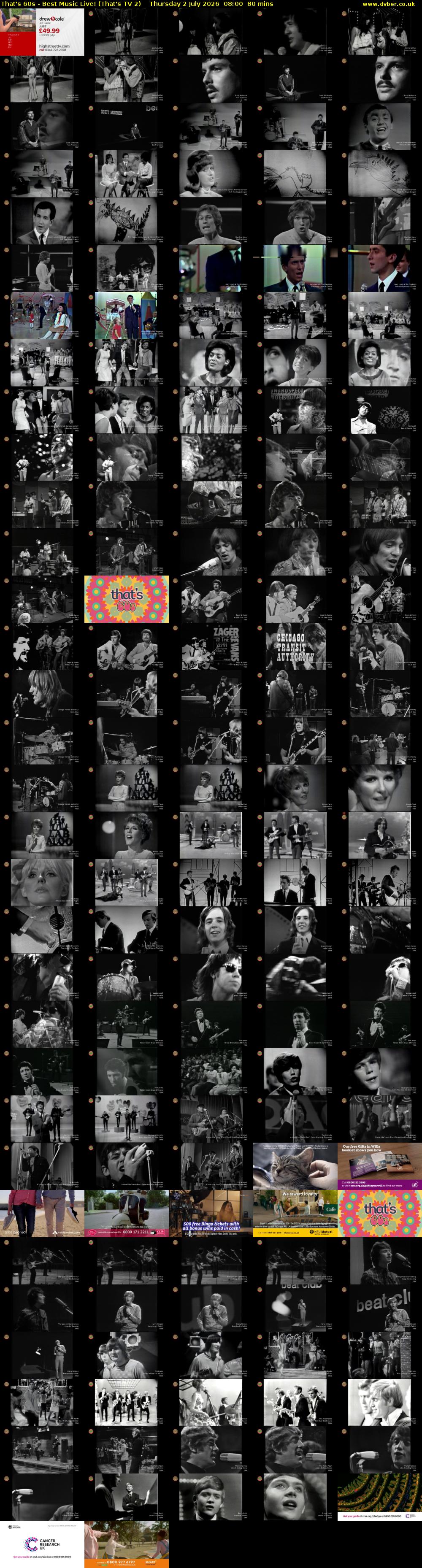That's 60s - Best Music Live! (That's TV 2) Thursday 2 July 2026 08:00 - 09:20