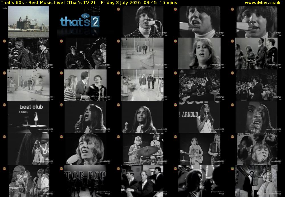 That's 60s - Best Music Live! (That's TV 2) Friday 3 July 2026 03:45 - 04:00