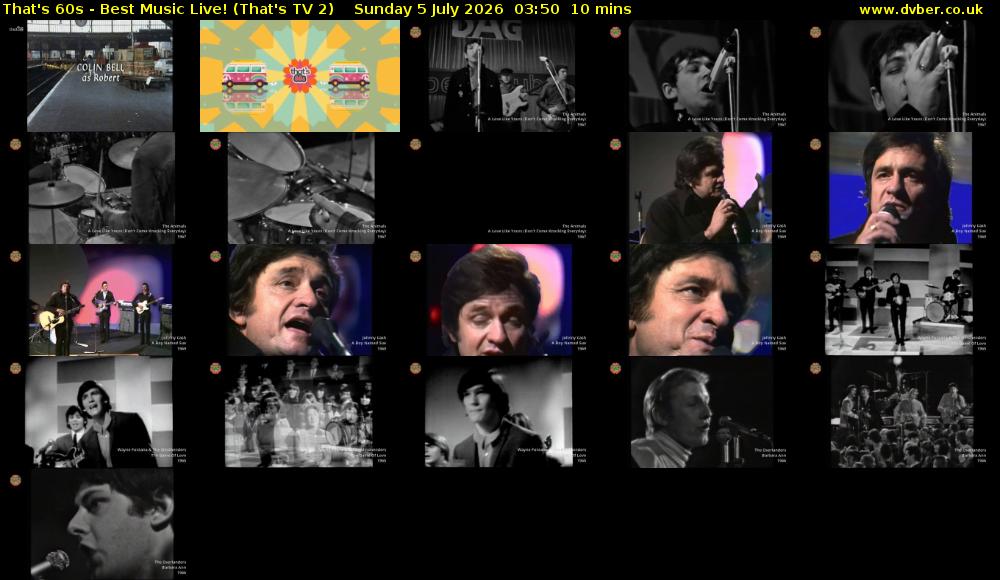 That's 60s - Best Music Live! (That's TV 2) Sunday 5 July 2026 03:50 - 04:00