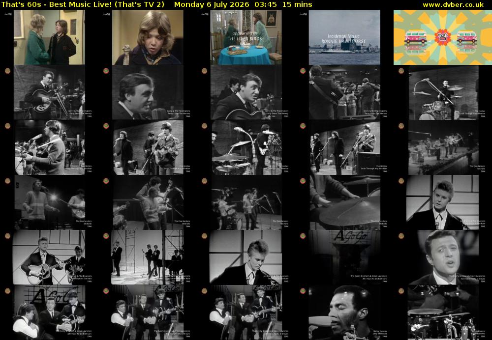 That's 60s - Best Music Live! (That's TV 2) Monday 6 July 2026 03:45 - 04:00