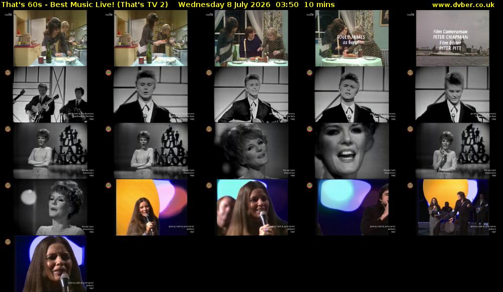 That's 60s - Best Music Live! (That's TV 2) Wednesday 8 July 2026 03:50 - 04:00