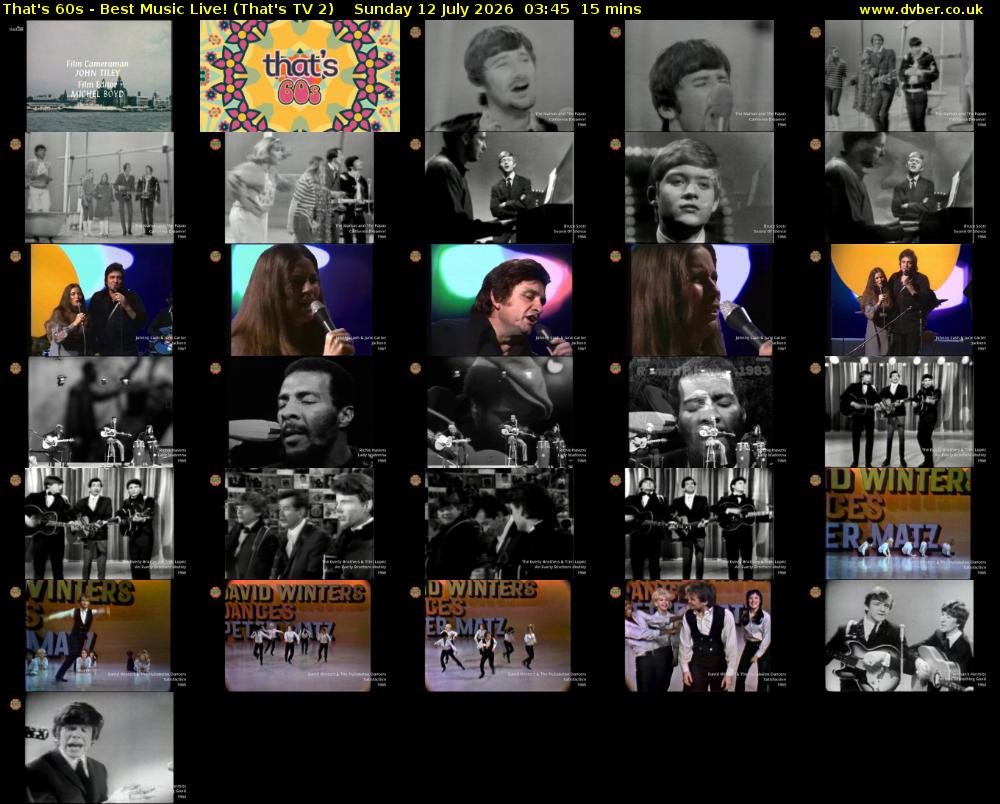 That's 60s - Best Music Live! (That's TV 2) Sunday 12 July 2026 03:45 - 04:00