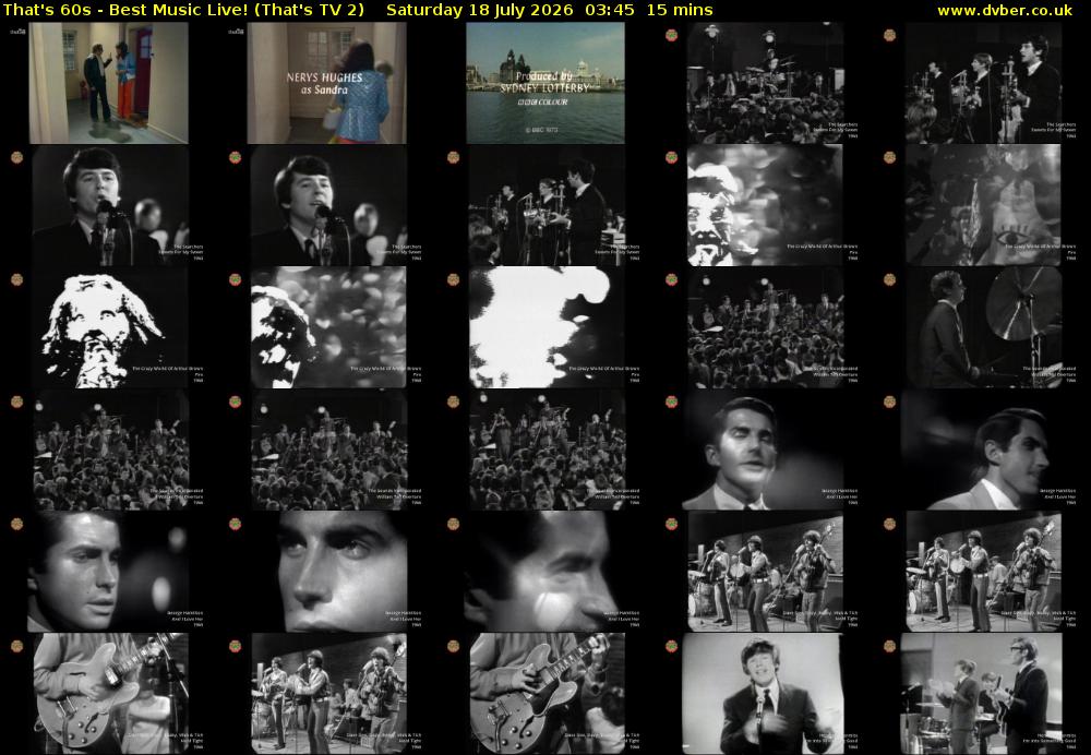 That's 60s - Best Music Live! (That's TV 2) Saturday 18 July 2026 03:45 - 04:00