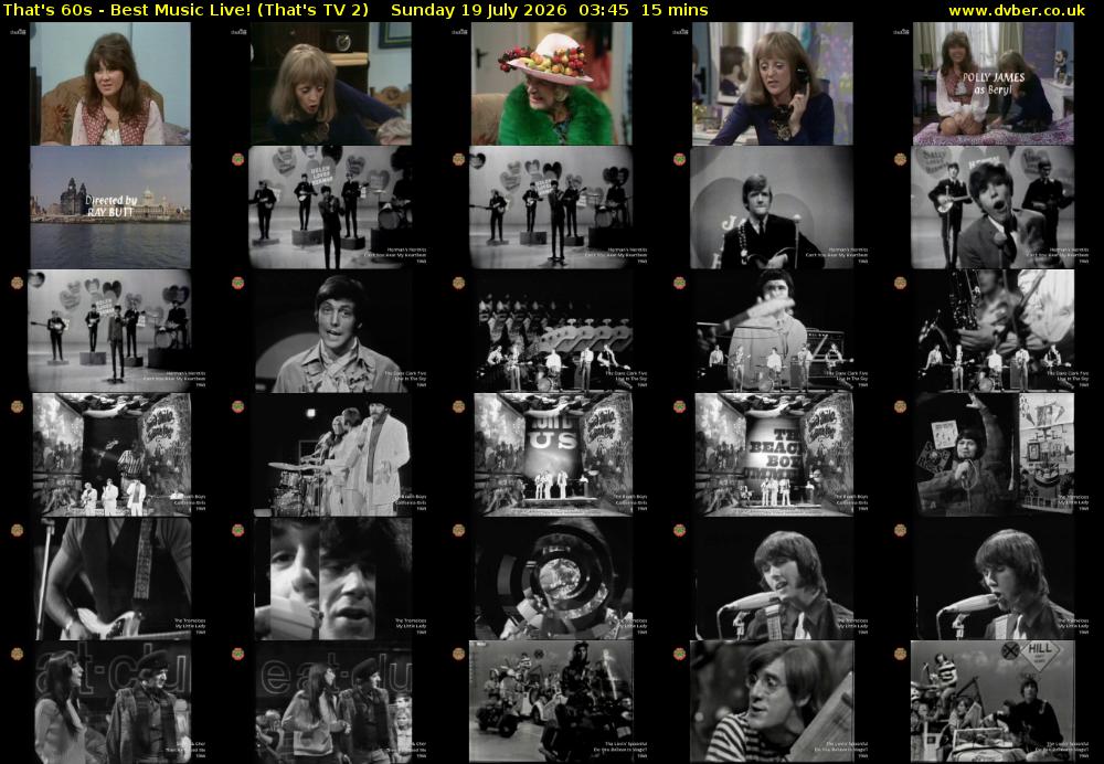 That's 60s - Best Music Live! (That's TV 2) Sunday 19 July 2026 03:45 - 04:00