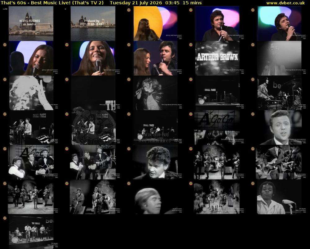 That's 60s - Best Music Live! (That's TV 2) Tuesday 21 July 2026 03:45 - 04:00